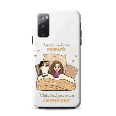 Coque Samsung antichoc personnalisée « J'ai mon Chat » — avatar femme et chat, aperçu 1