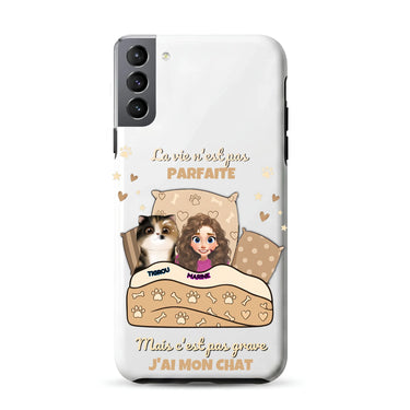 Coque Samsung antichoc personnalisée « J'ai mon Chat » — avatar femme et chat, aperçu 3
