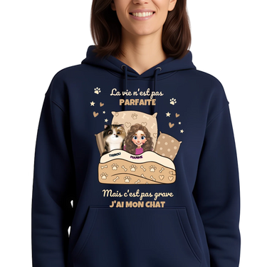 Sweat à Capuche Personnalisé « J’ai mon Chat »