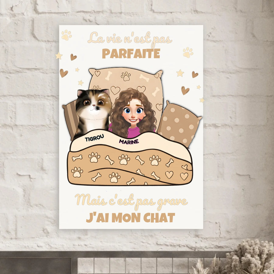 Poster personnalisé « J'ai mon Chat » affiché au mur — format A0