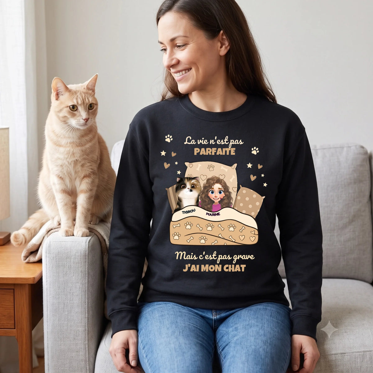 Sweatshirt Personnalisé « J'ai mon Chat »